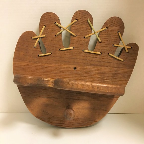 Handmade from Craft Fair Other - Wooden Baseball Glove & Bat Wall Mount Holder